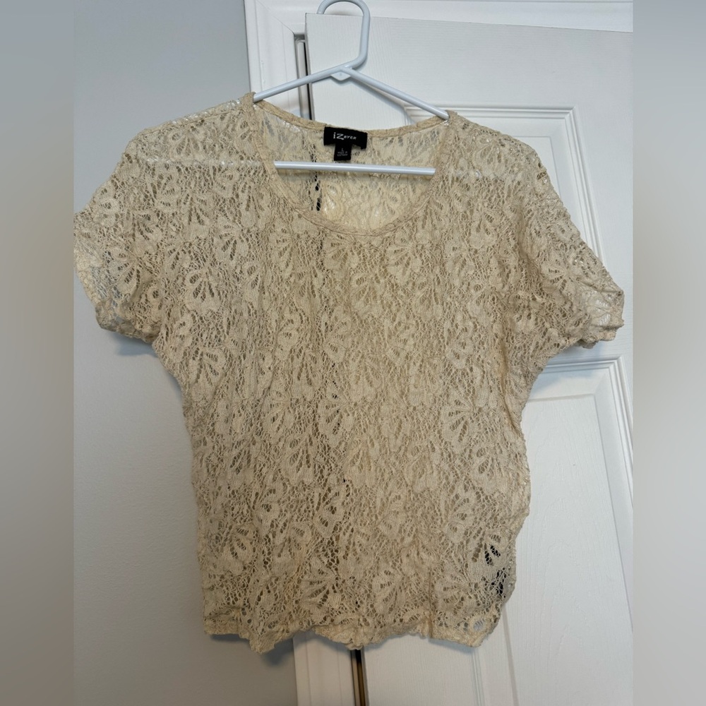Iz Byer Cream Relaxed Blouse